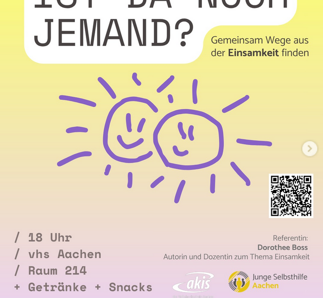 Ist da noch jemand? Ein Einsamkeitsworkshop am 16. April